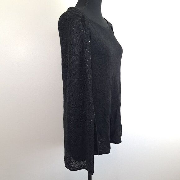 NWT Chicos Sequin Shiny Chrissy Cape Sleeveless Pullover Black Sweater - Picture 3 of 8